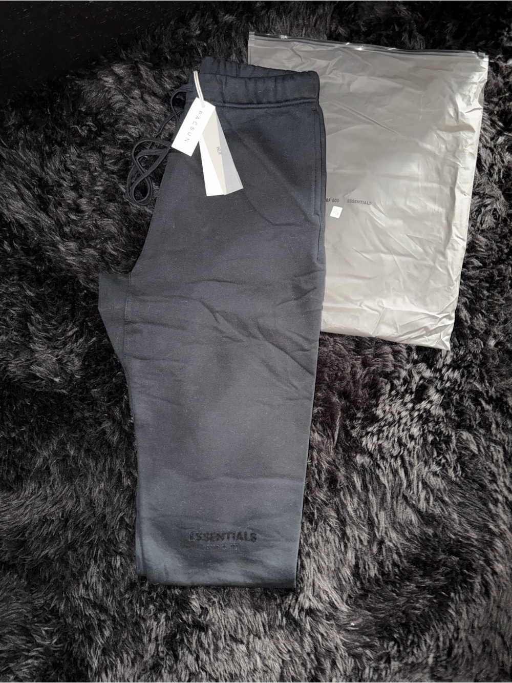 Essentials Black Logo Sweatpants with Drawstring